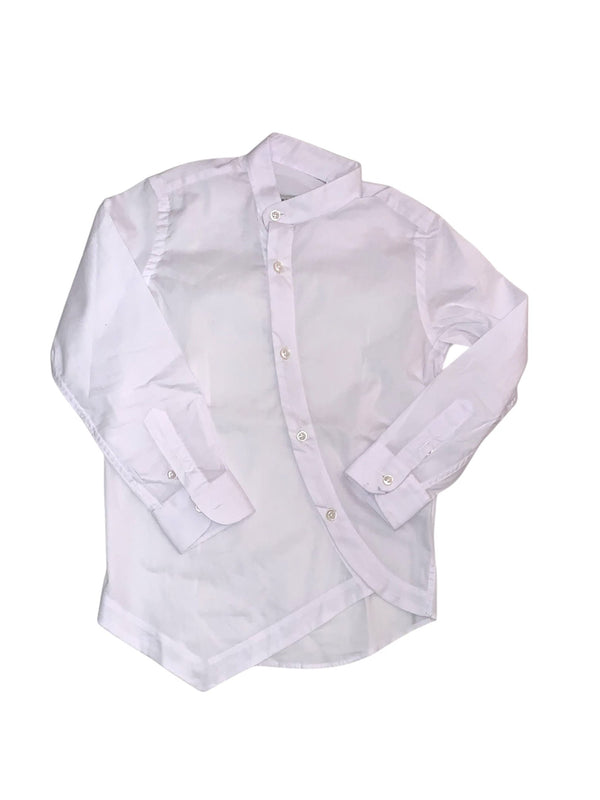 Camicia di cotone manica lunga e collo alla coreana