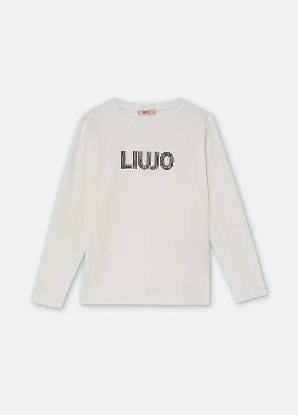 T-shirt con logo brillantinato