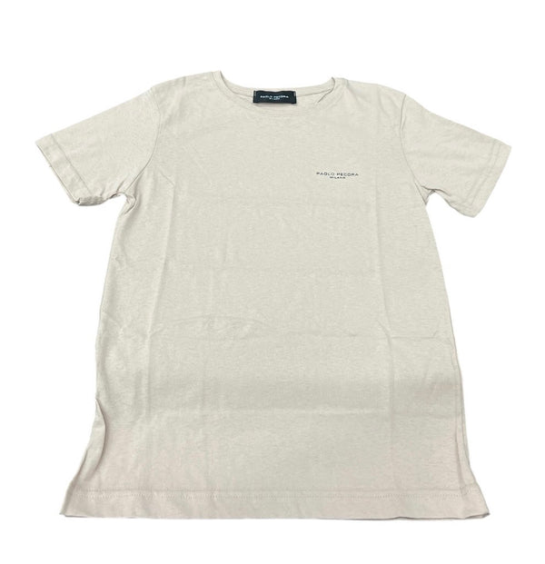 T-SHIRT GIROCOLLO CON MANICHE CORTE. LOGO RICAMATO A CONTRASTO