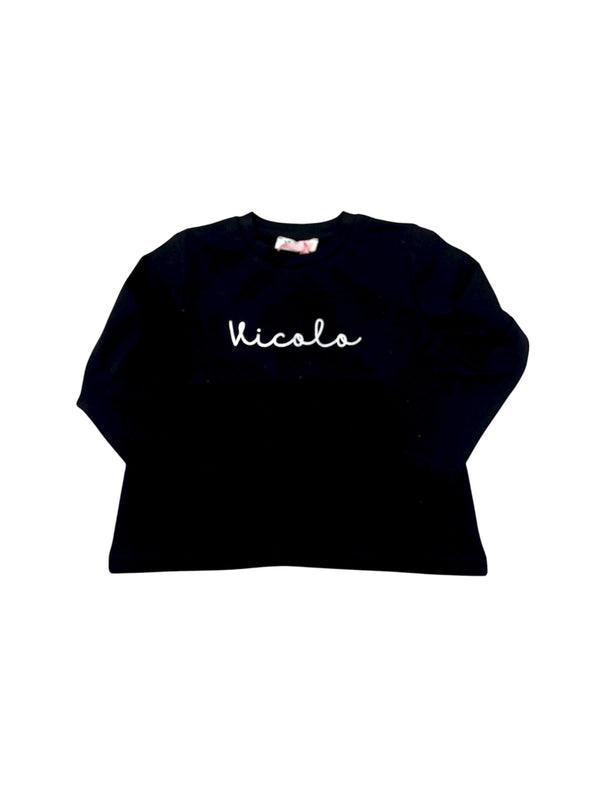 T-shirt di cotone manica lunga con scritta