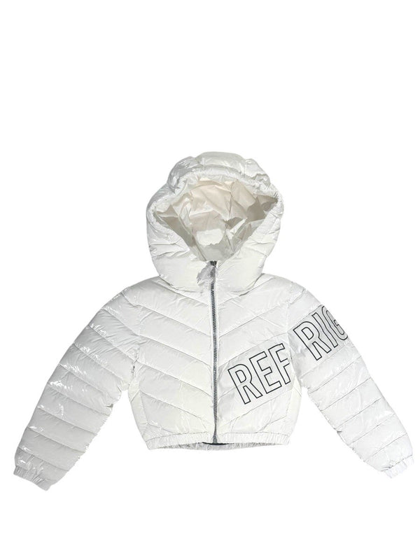 Giubbino imbottito con cappuccio con scritta