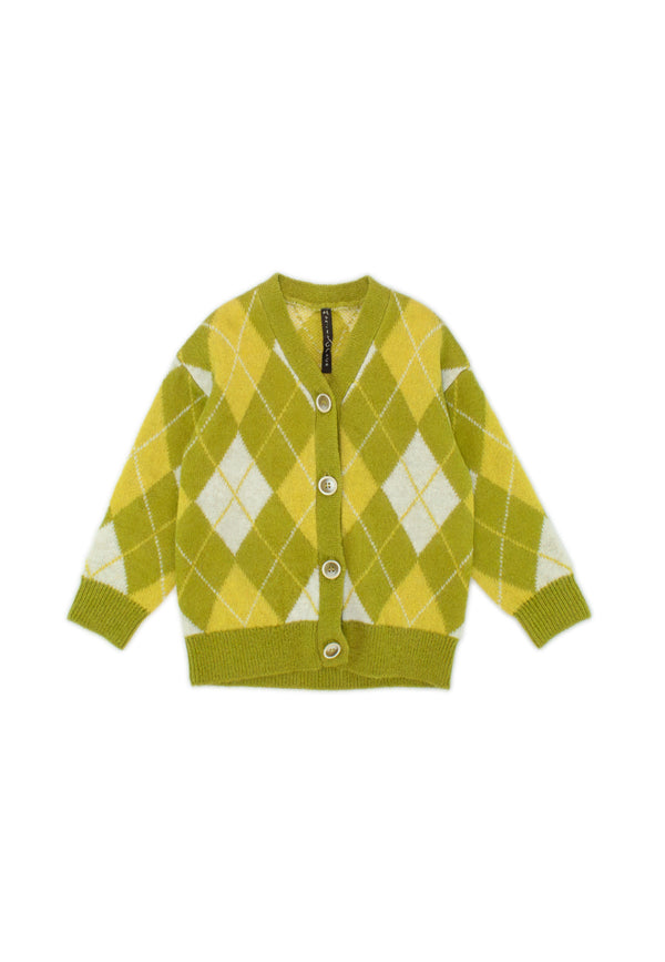 Cardigan fantasia rombi con bottoni