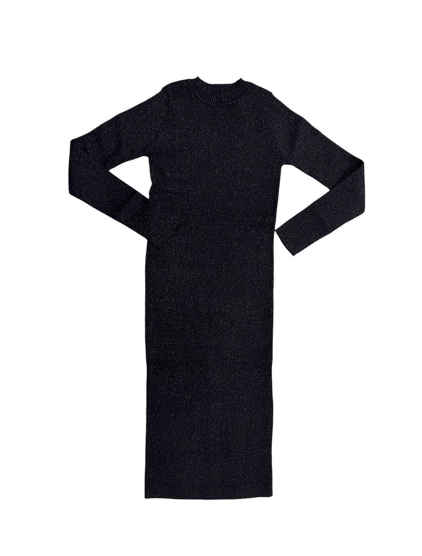 Abito glitterato mezzo collo a costine