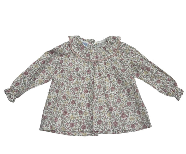 Camicia Fantasia Floreale con Collo Rouche
