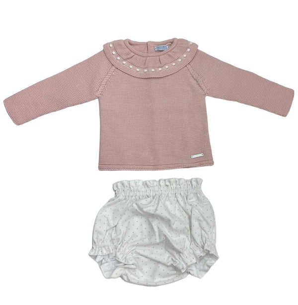 Tutina Spezzata con Coulotte in Filo di Cotone, Traforature e Collo