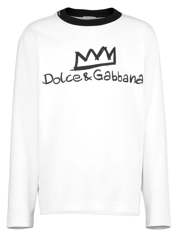 T-shirt Manica Lunga, Stampa Corona e Logo