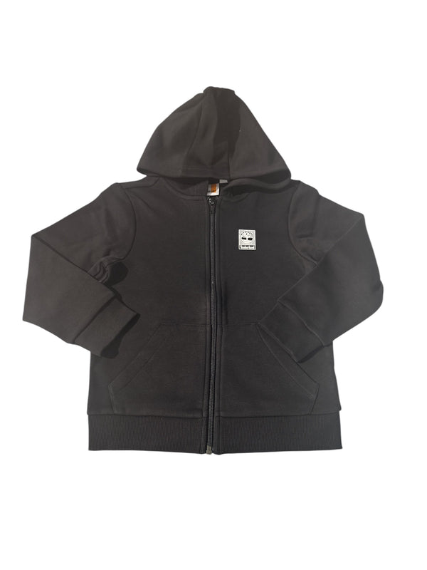 Felpa con zip cappuccio e logo