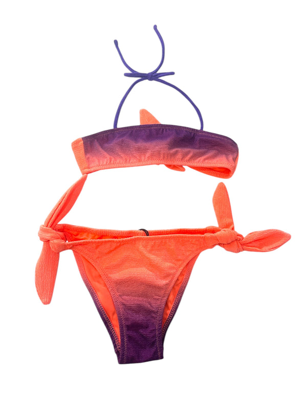 Costume a due pezzi a fascia bicolore