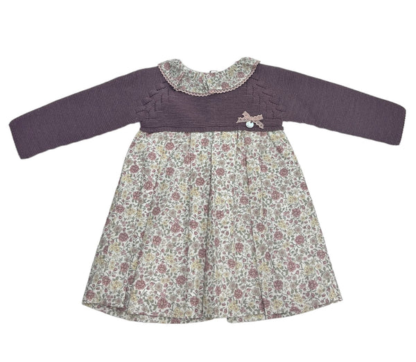 Abitino Combinato con Collo Rouche in Cotone Fantasia, Fiocchi