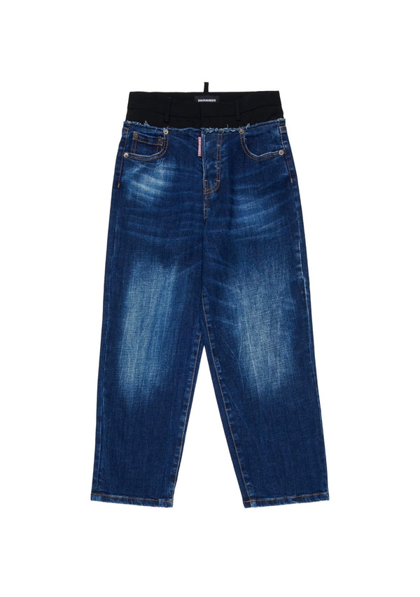 Jeans con design a inserti