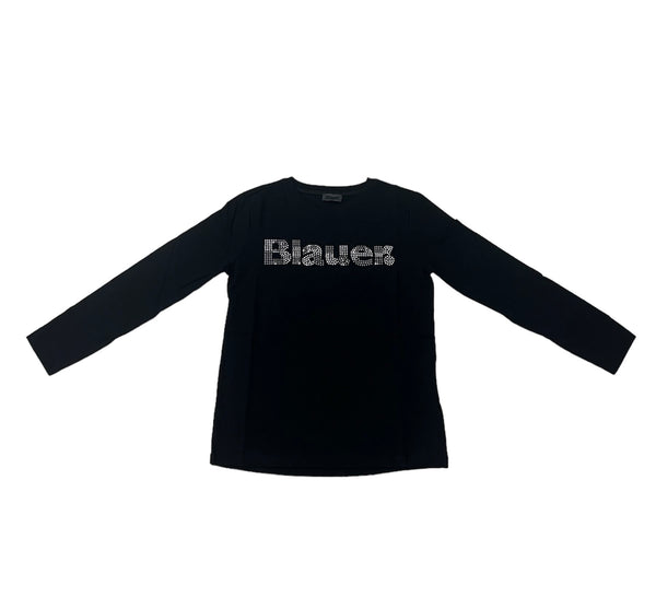 T-shirt manica lunga con scritta paillettes