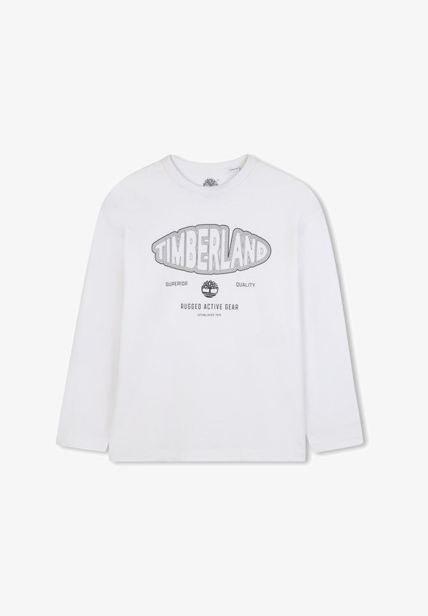 T-shirt tinta unita con logo in contrasto