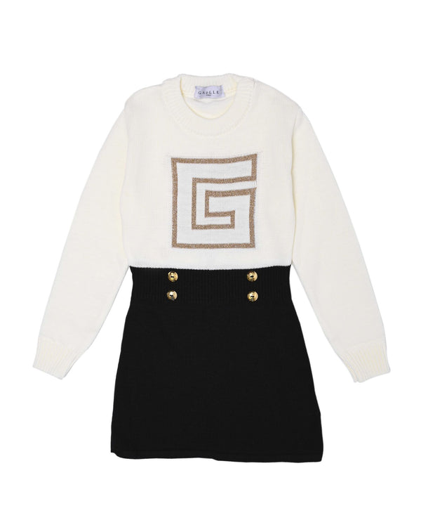 Abito in Maglia con Bottoni Decorativi