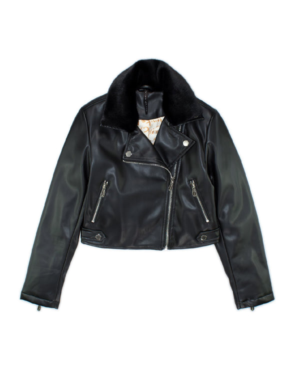 Giubbino di pelle con pelliccia
