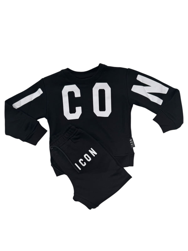 Completo felpa   girocollo e scritta e pantalone di tuta