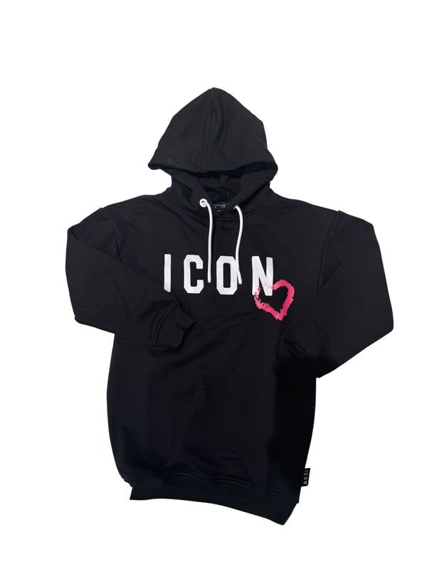 Abito con cappuccio e scritta grande