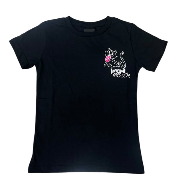 T-SHIRT IN TINTA UNITA CON STAMPA A CONTRASTO