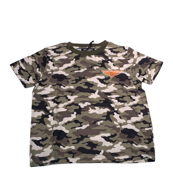 Shirt di cotone mezza manica mimetica