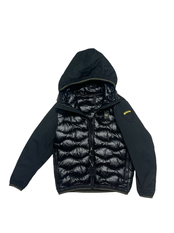 Giubbino corto imbottito piuma con maniche in tessuto tecnico