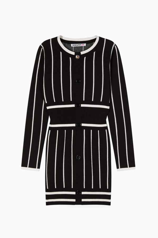 Abito in maglia a righe con bottoni