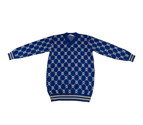 Abito Logato a Rombi con Scollo a V