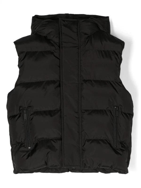 Giubbino smanicato con scritta sul retro