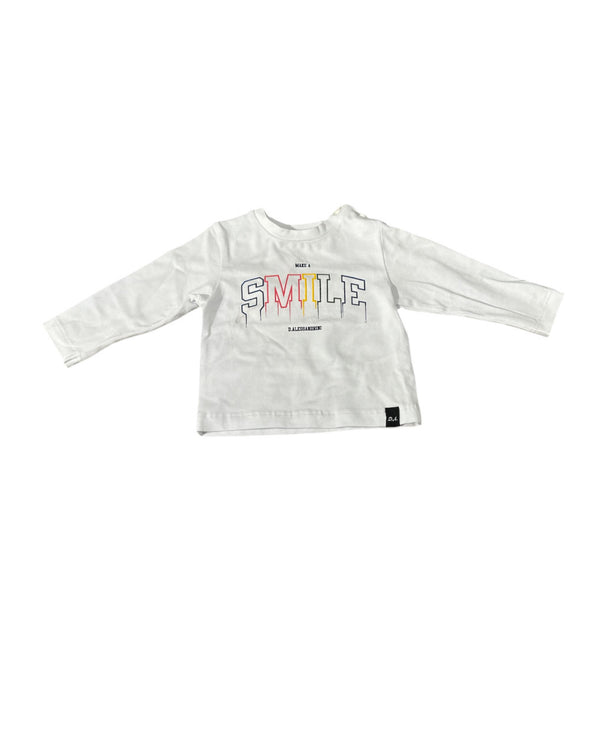 T-shirt maniche lunghe con scritta centrale colorata