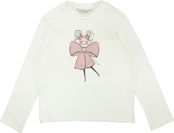 T-shirt maniche lunghe con fiocco brillantinato