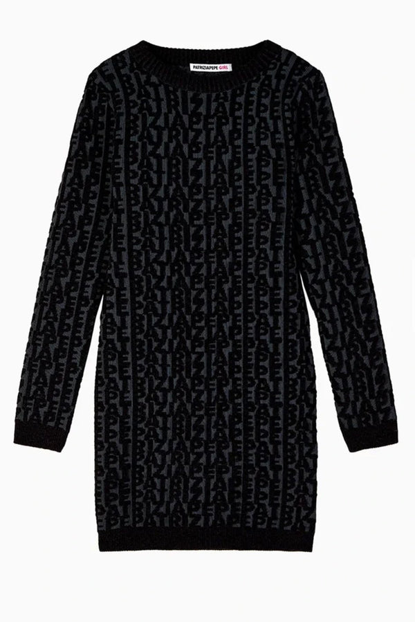 Abito girocollo in maglia con scritta